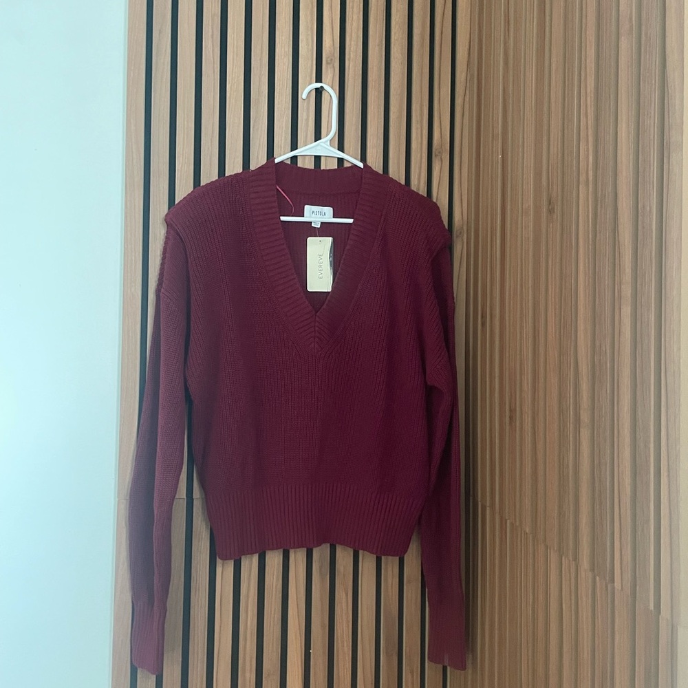 Pistola Deep Red V-Neck Sweater